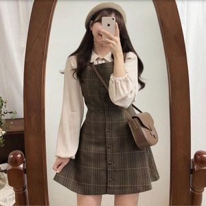 Plaid Overall Dress